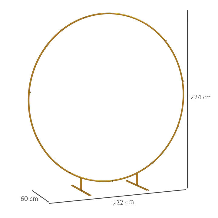 222cm Gold Tone Backdrop Stand, Round Metal Wedding Arch for Birthday 