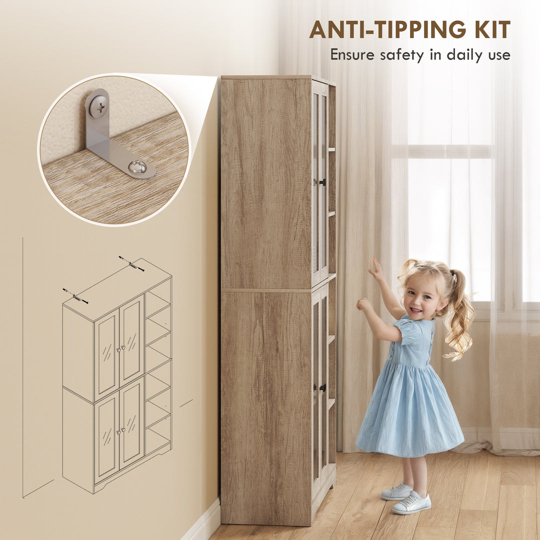 MCL Multi-Storage Kitchen Cabinet, with Glass Doors - Grey Wood-Effect