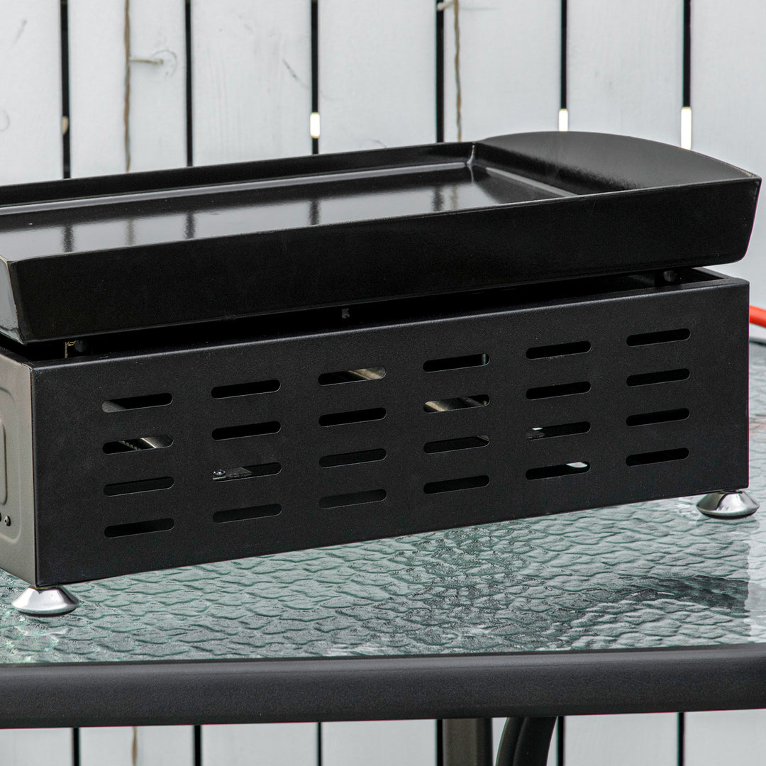 Portable Tabletop Gas Plancha Grill w/ 2 Stainless Steel Burner, 10kW, Non-Stick Griddle for BBQ Camping Picnic Party