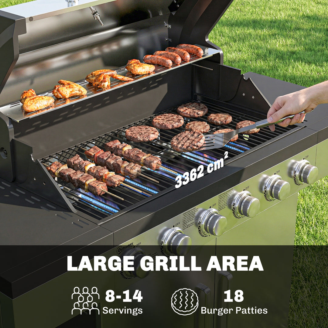 6 Burner Liquid Propane Gas BBQ Grill, Outdoor Portable Gas Barbecue G