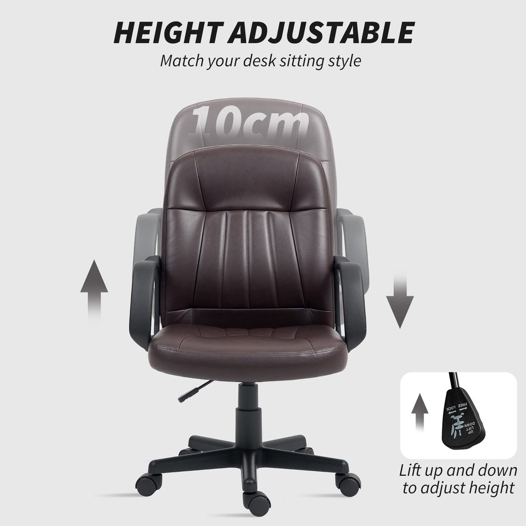 Swivel Executive Chair PU Leather Computer Desk Chair, Dark Brown