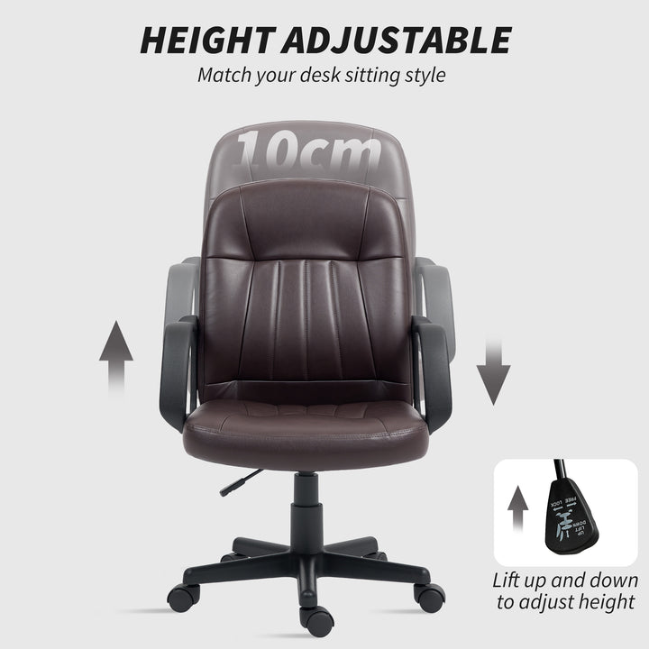 Swivel Executive Chair PU Leather Computer Desk Chair, Dark Brown