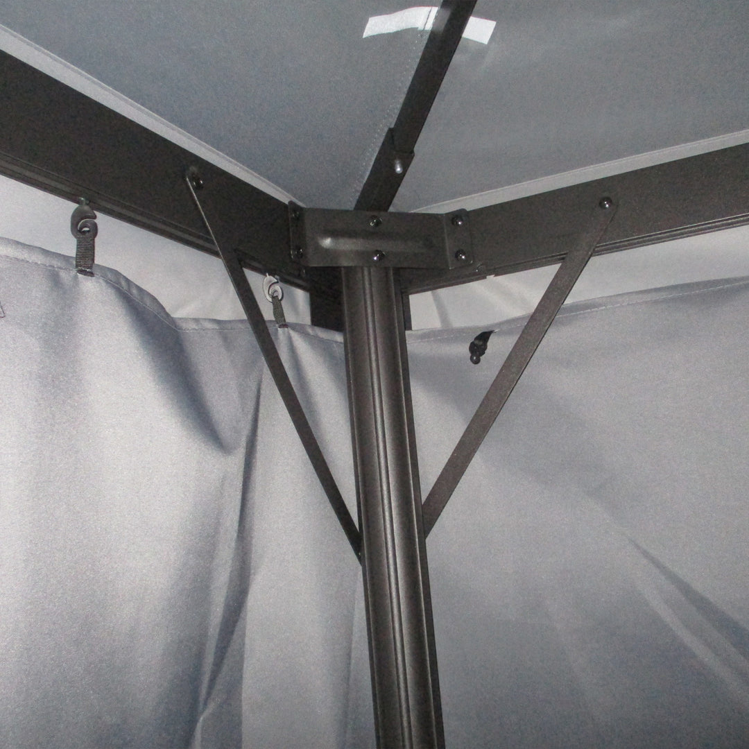 3 x 4m Aluminium Garden Gazebo, Marquee Canopy Shelter Pavilion Party Tent with Nets and Curtains for Garden and Deck, Dark Grey