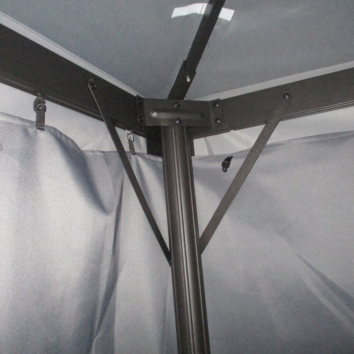3 x 4m Aluminium Garden Gazebo, Marquee Canopy Shelter Pavilion Party Tent with Nets and Curtains for Garden and Deck, Dark Grey