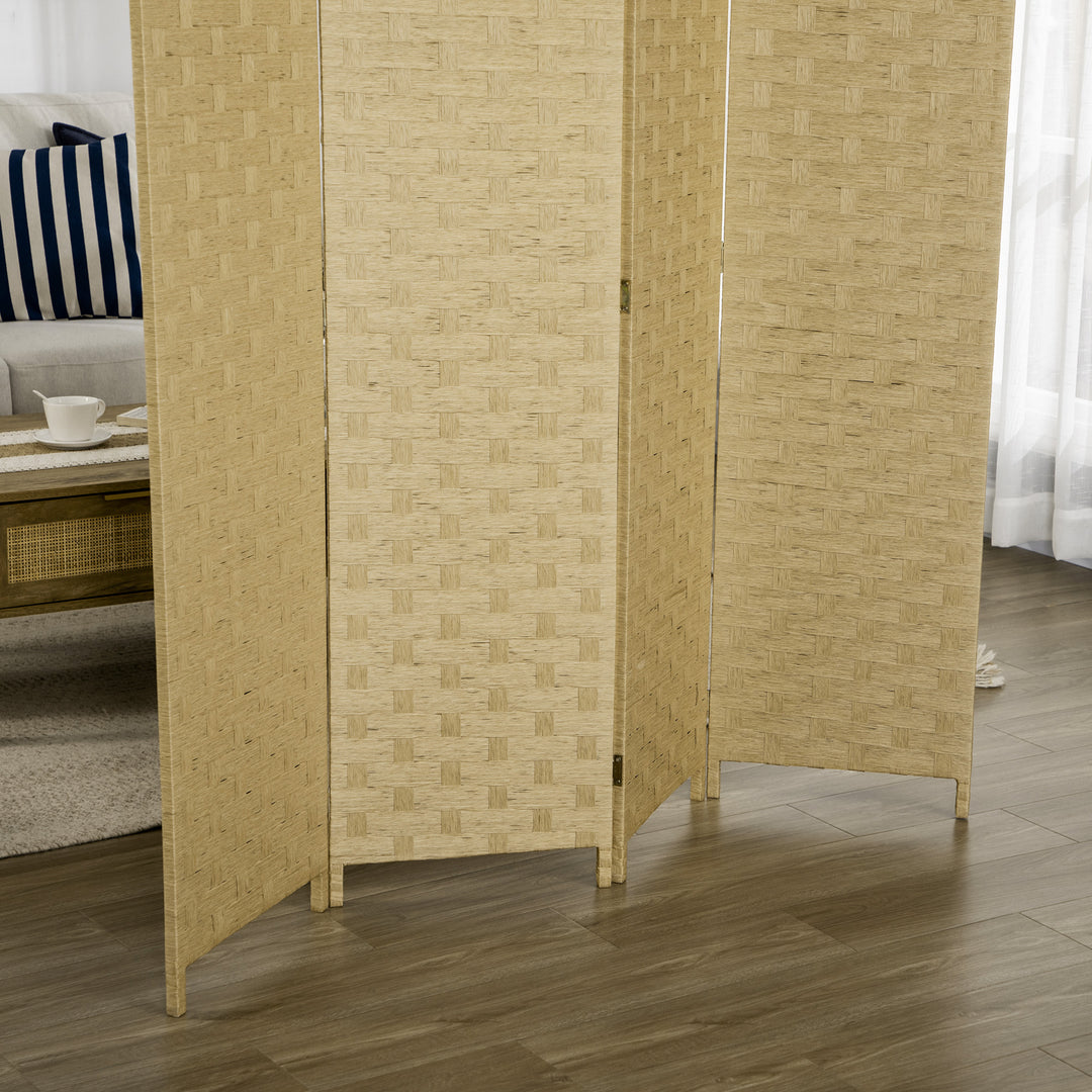 MCL 4-Panel Room Dividers, Wave Fibre Freestanding Folding Privacy Screen Panels, Partition Wall Divider for Indoor Bedroom Office, 170 cm, Brown