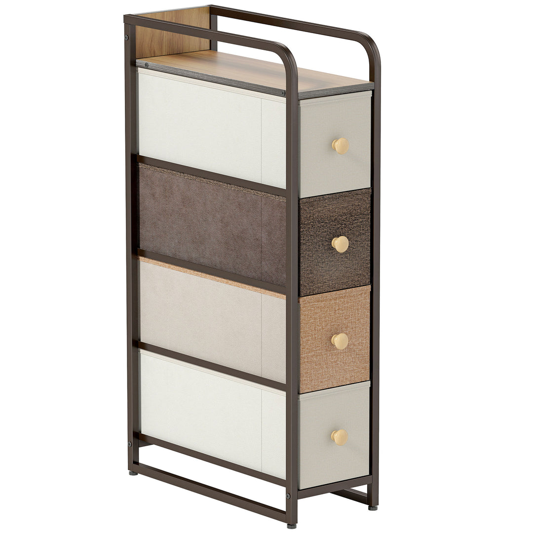4-Drawer Storage Organiser Unit, Chest of Drawers with Steel Frame for