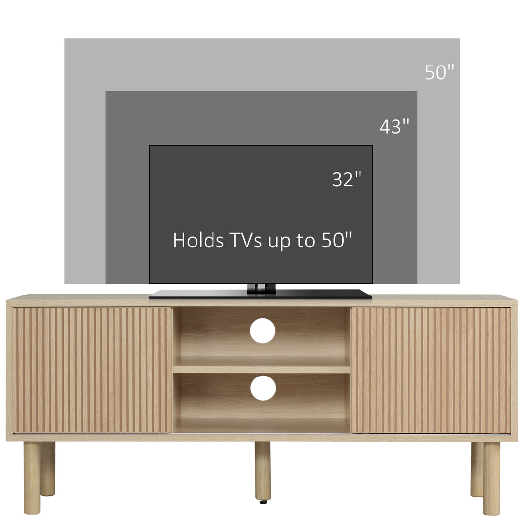 Sliding Door TV Cabinet Stand - Oak Wood-Effect