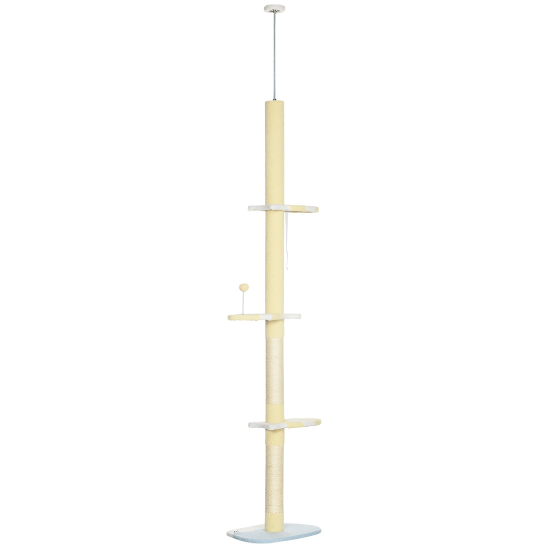 260cm Adjustable Floor-To-Ceiling Cat Tree w/ Anti-Tipping Kit, Toy Ball