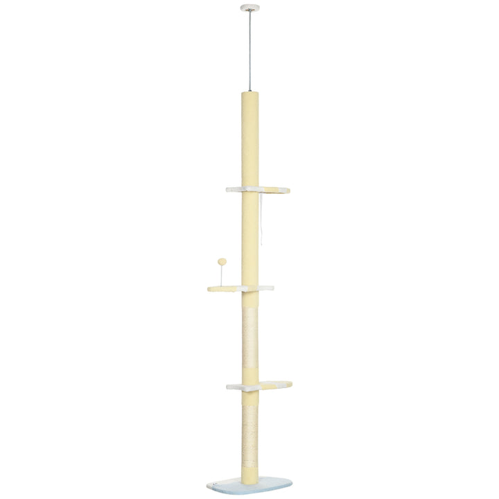260cm Adjustable Floor-To-Ceiling Cat Tree w/ Anti-Tipping Kit, Toy Ball