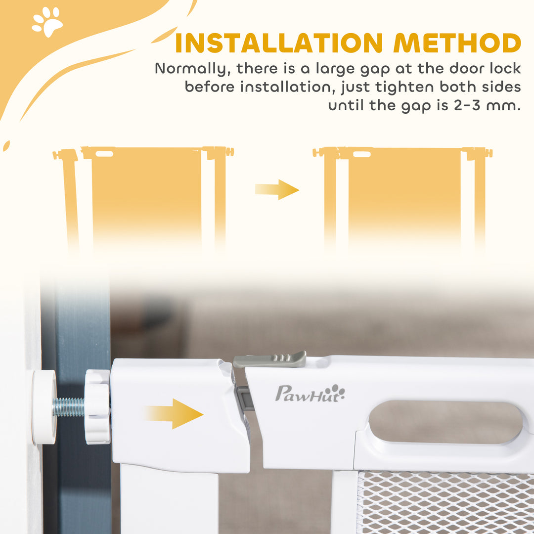 Pet Safety Gate, for Doorways, Staircases, Hallways, with 75-82cm Adjustable Width - White