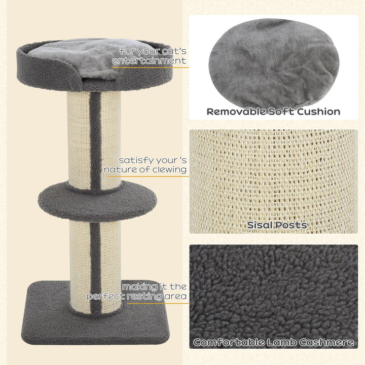 91cm Cat Tower Scratching Posts Cat Tree for Indoor Cats Kitten Activity Centre Grey