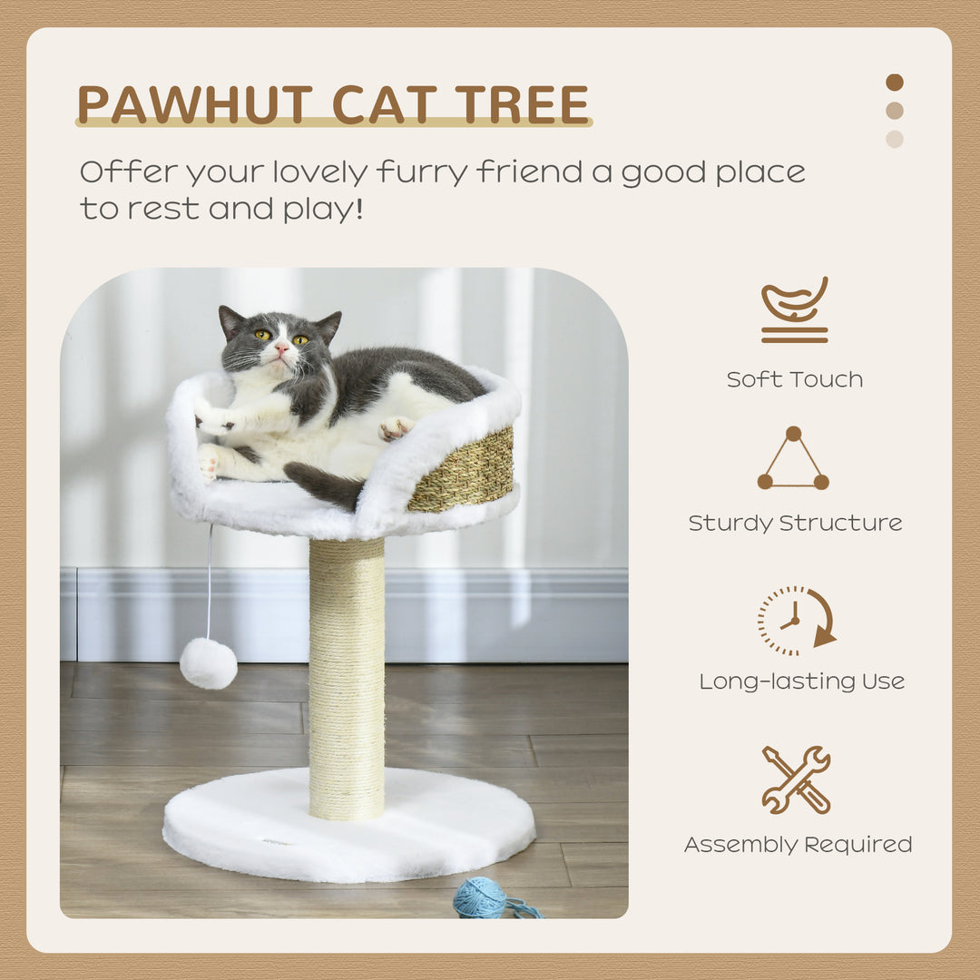 PawHut Cat Tree Tower with Scratching Posts, White