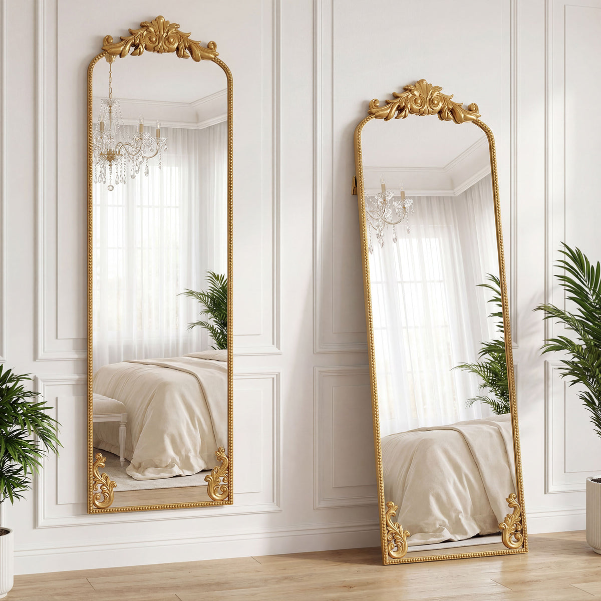 Full Length Mirror, 50 x 160 cm Floor Mirror with Baroque Metal Frame 
