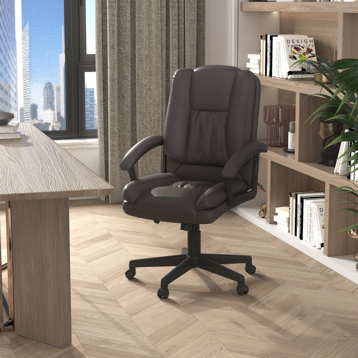 Office Chair, Computer Desk Chair, Mid Back Executive Chair with Adjustable Height and Swivel Rolling Wheels for Home Study, Brown