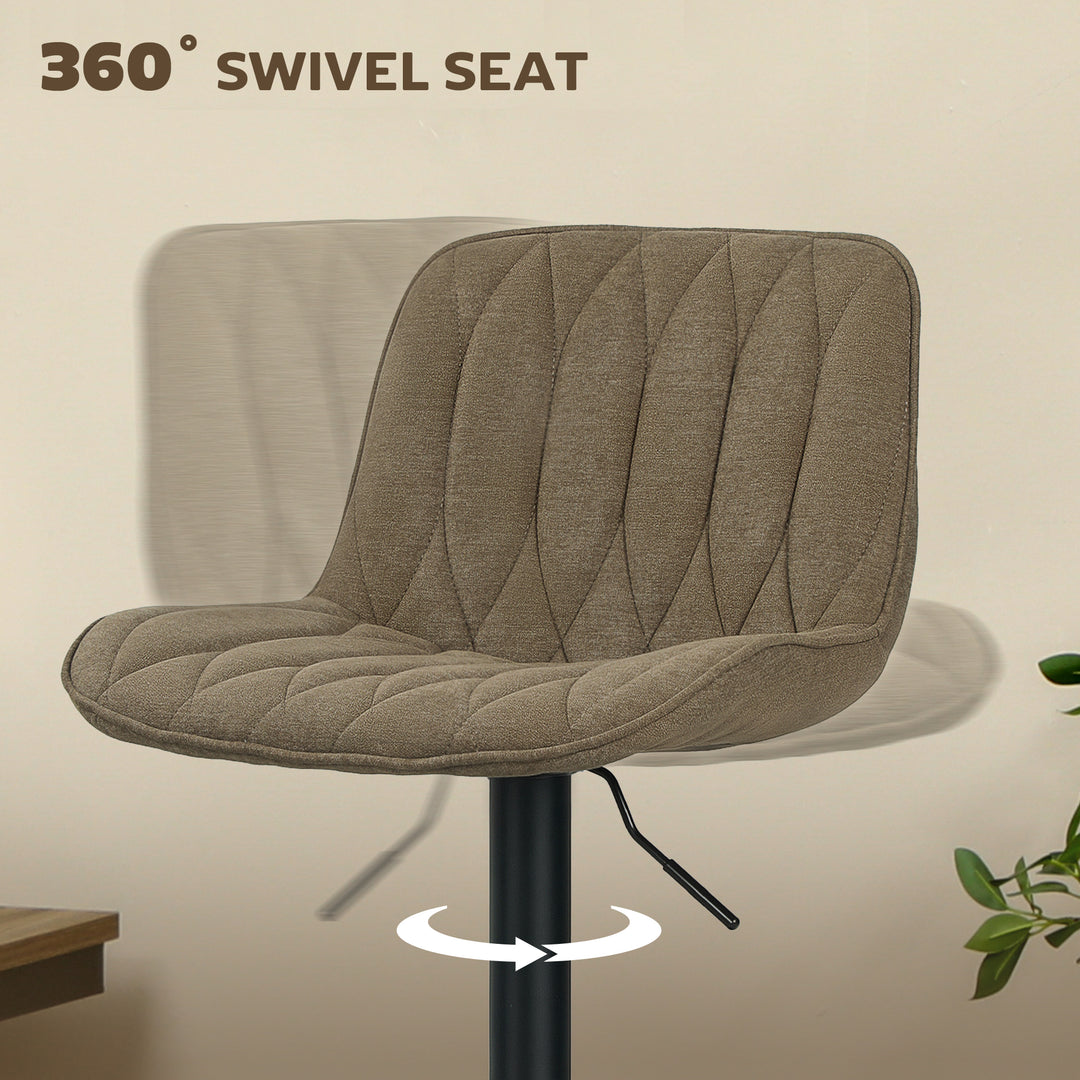 Set of Two Linen-Look Bar Stools - Brown