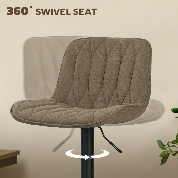 Set of Two Linen-Look Bar Stools - Brown