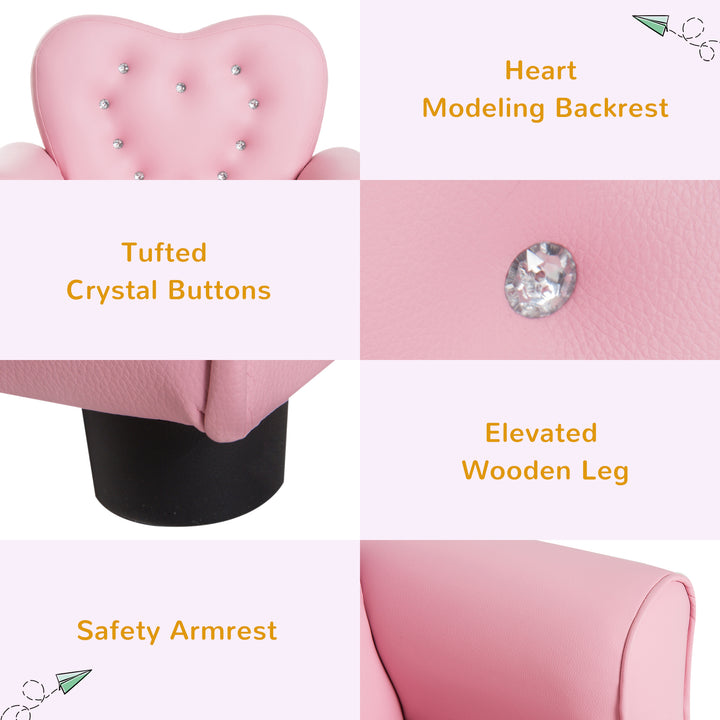 HOMCOM Kids Toddler Chair Sofa Children Armchair Seating Relax Playroom Seater Girl Princess Pink | Aosom UK