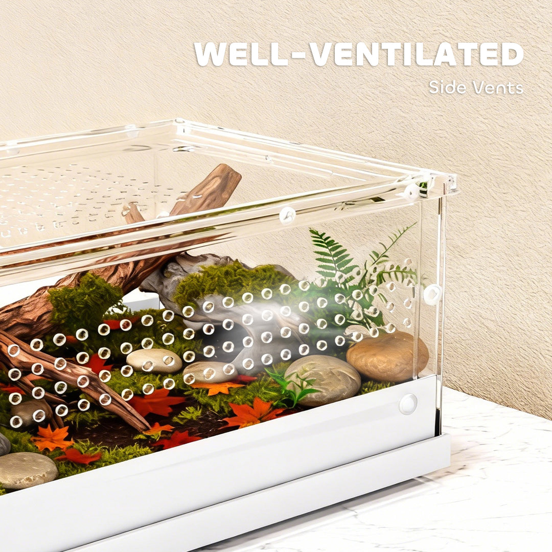 Acrylic Reptile Terrarium with Top Sliding Door, Vents, for Snake, Fro