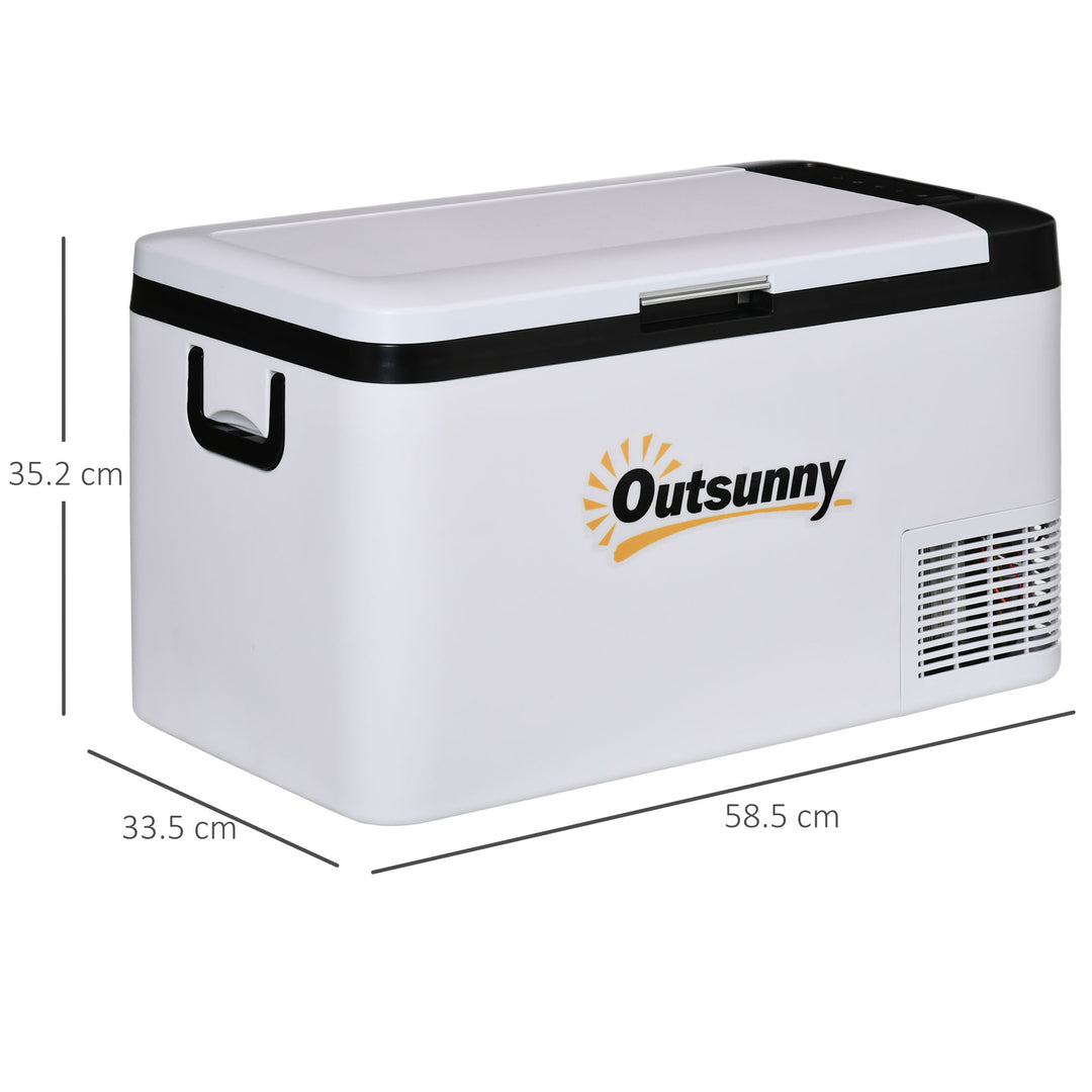 12V Car Refrigerator w/ LED Light & Foldable Handles, 25L Portable Compressor Cooler, Fridge Freezer with 12/24V DC and 110-240V AC for Campervan RV Boat Travel