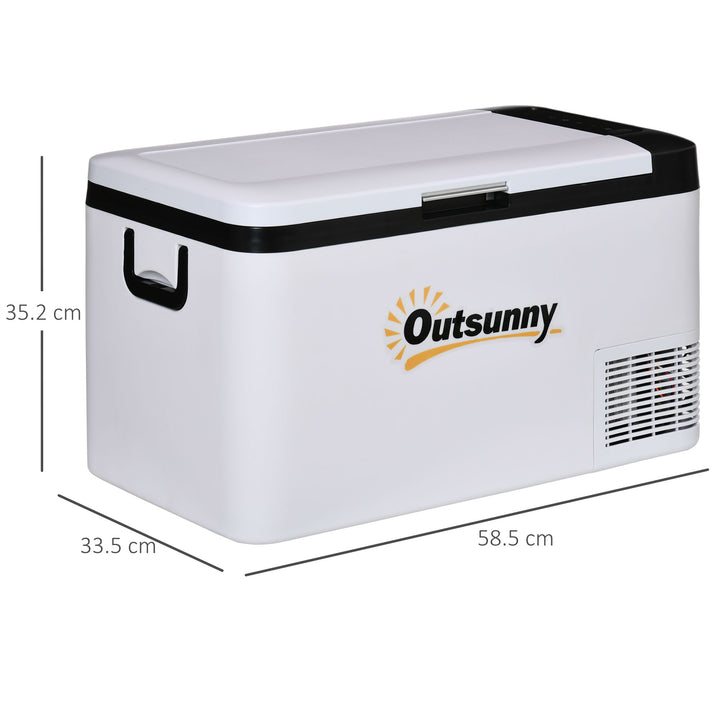 12V Car Refrigerator w/ LED Light & Foldable Handles, 25L Portable Compressor Cooler, Fridge Freezer with 12/24V DC and 110-240V AC for Campervan RV Boat Travel