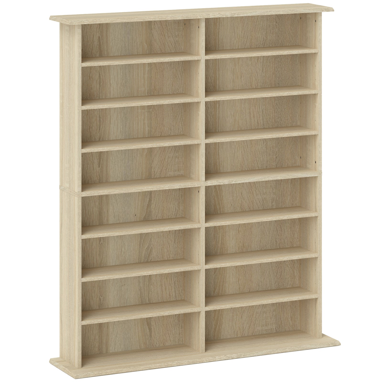 16-Compartment Media Shelf - Nature Wood Finish