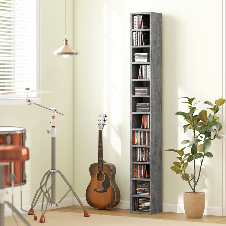 204 CD Tall Narrow Media Storage Tower - Cement Grey