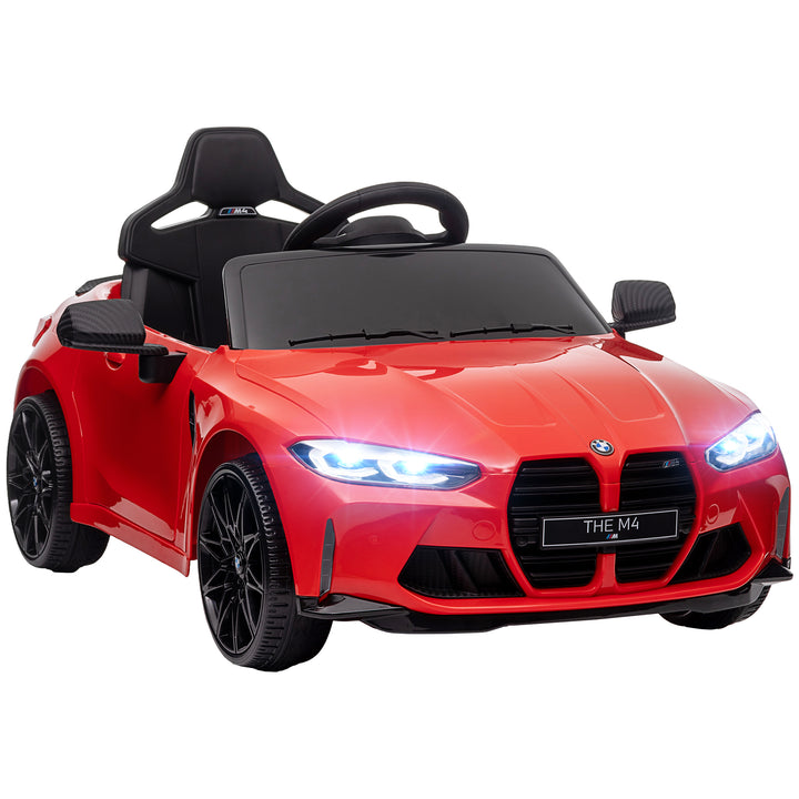 AIYAPLAY 12V BMW M4 Licensed Kids Car with Easy Transport, Remote Control, Suspension, Music, Horn, LED Lights - Red