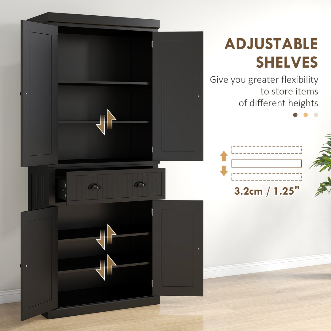 Freestanding Multi-Storage Kitchen Cabinet - Black