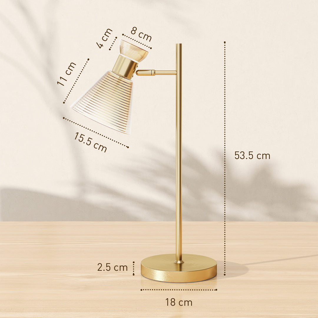 MCL Modern Table Lamp, Bedside Lamp with Adjustable Flower-Shaped Head and E27 Socket for Living Room Bedroom Study, Bulb Not Included, Gold Tone