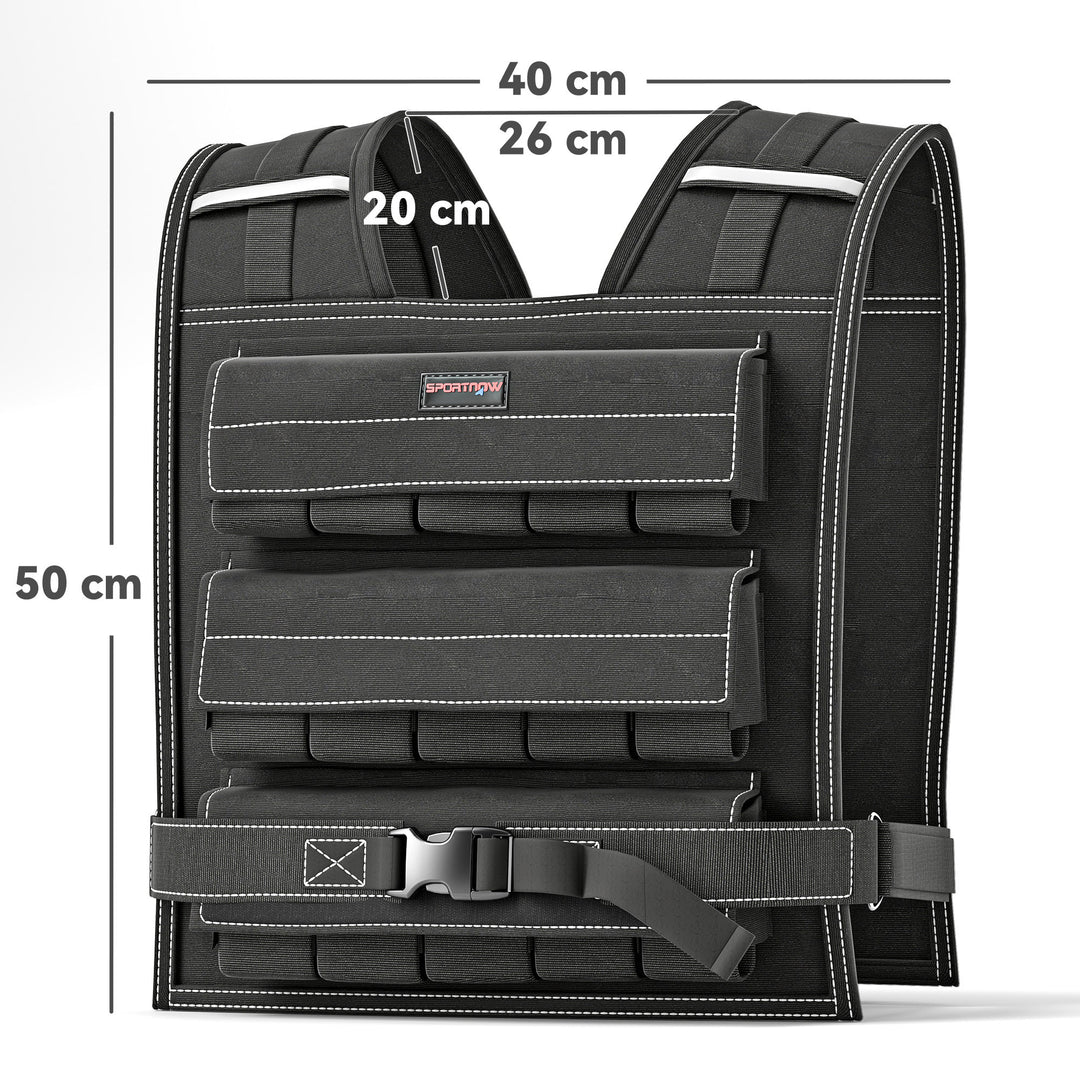 15KG Adjustable Weighted Vest, Running Weight Vest, with 30 Metal Weights, Reflective Strips, for Running, Exercise