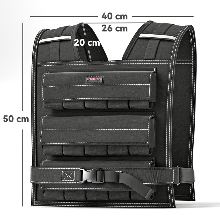 15KG Adjustable Weighted Vest, Running Weight Vest, with 30 Metal Weights, Reflective Strips, for Running, Exercise