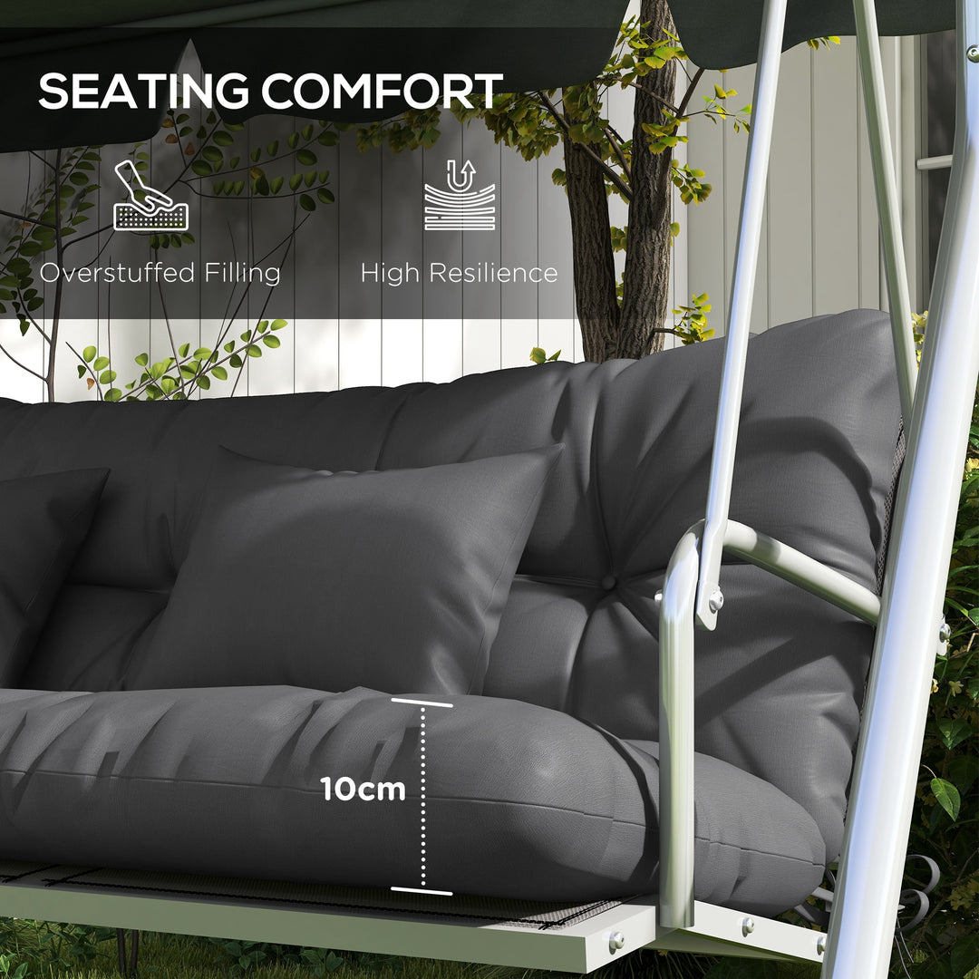 Back and Seat Cushion Replacement with 2 Pillows, Patio Chair Cushions Set with Ties, Charcoal Grey