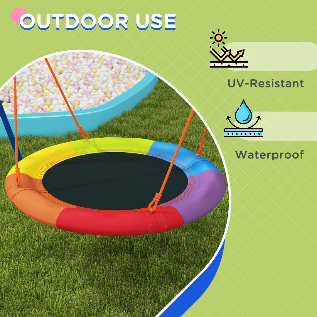 Metal Kids Swing Set Nest Swing Seat with A-Frame Structure for Outdoor Use - Multicoloured