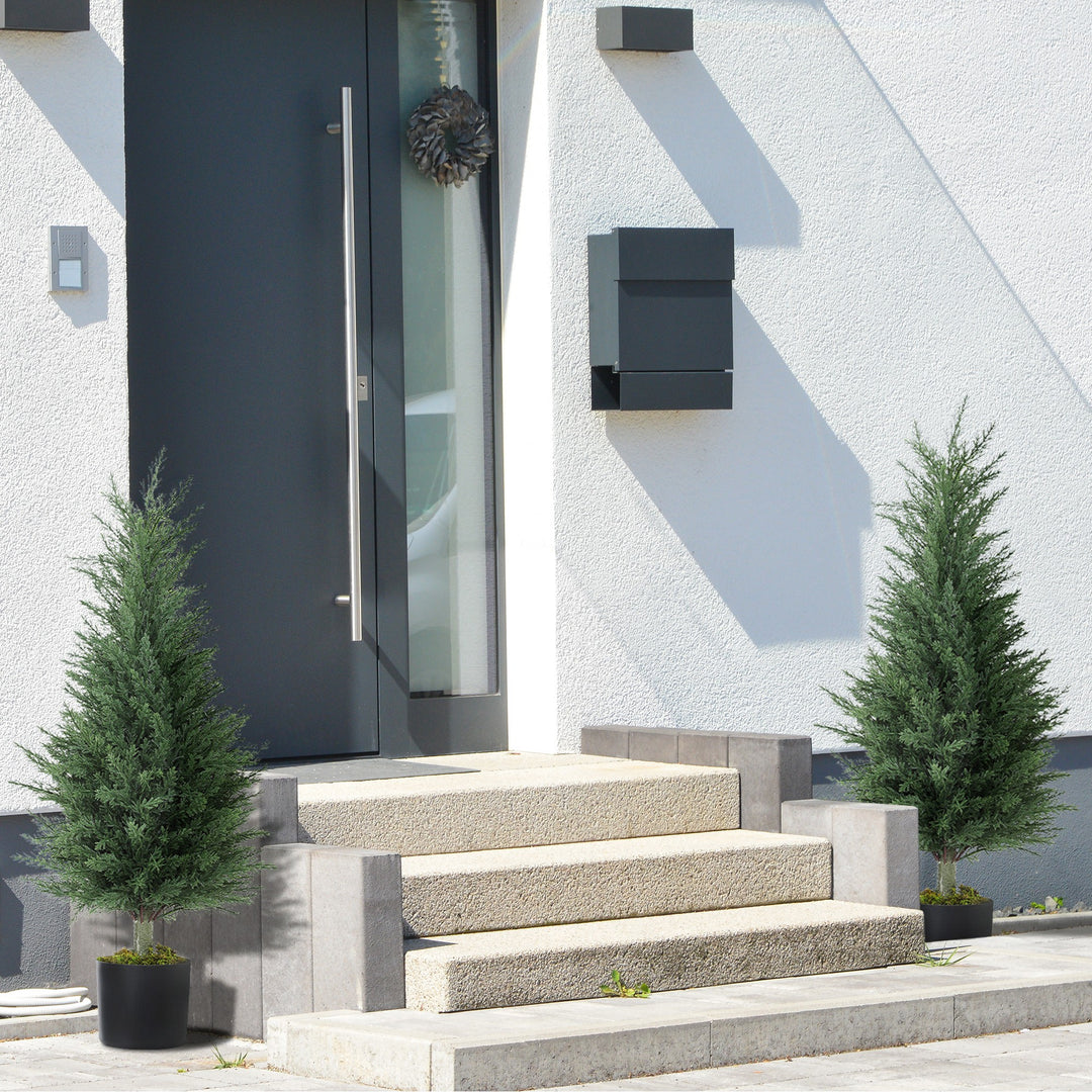 Set of 2 Decorative Artificial Plant, 90 cm Cypress Tree with 362 Leaves in Pot, UV-Resistant Plastic Fake Tree for Indoor Outdoor Home Office
