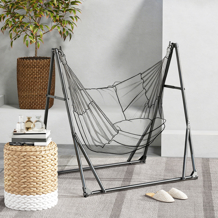 Foldable Hammock Stand, Portable Hammock with Metal Frame, 2 in 1 Hamm