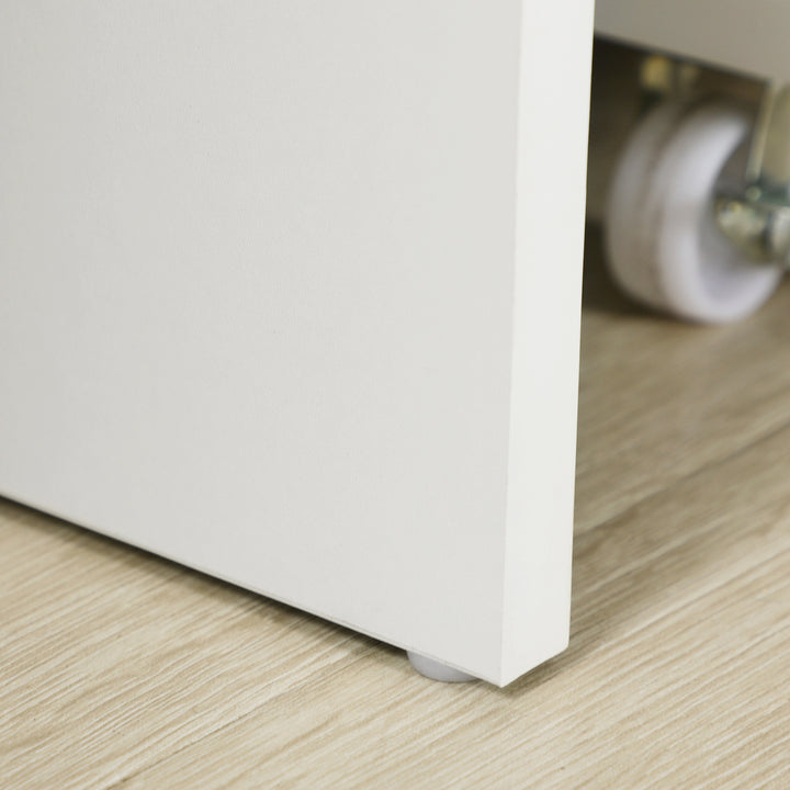 Computer Desk, Home Office Desk with Lockable Drawer, Storage Shelf for Study Bedroom, 110 x 50 x 76 cm, White