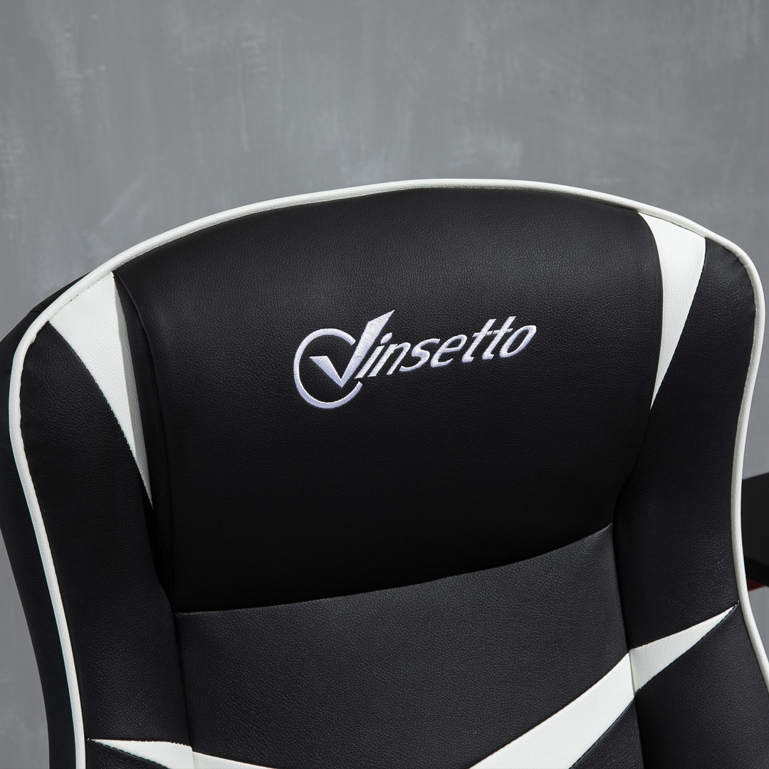 Gaming Chair Ergonomic Computer Chair with Adjustable Height Pedestal Base, Home Office Desk Chair PVC Leather Exclusive Swivel Chair Black