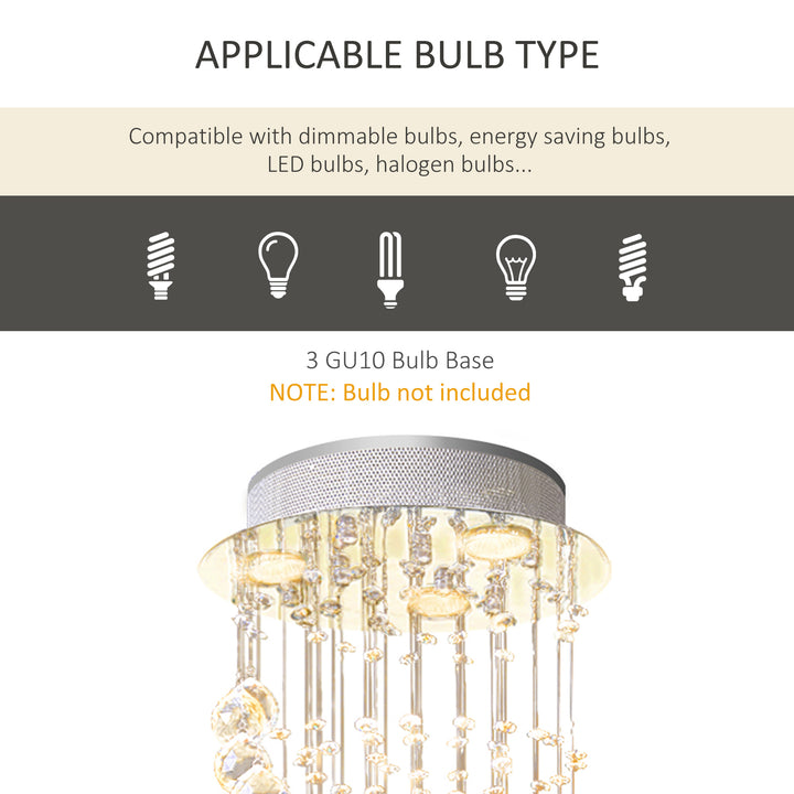 HOMCOM Modern Crystal Chandelier Ceiling Light Pendant Lamp Chrome Finish Glass Droplets New, 160 Octagons, Ф30 x 120cm