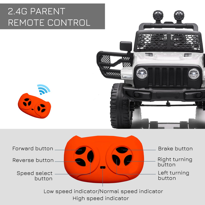 HOMCOM 12V Battery-powered 2 Motors Kids Electric Ride On Car Truck Off-road Toy w/ Parental Remote Control Horn Lights for 3-6 Years Old | Aosom UK