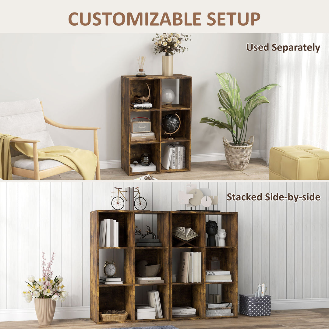 6-Cube Bookshelf - Rustic Brown