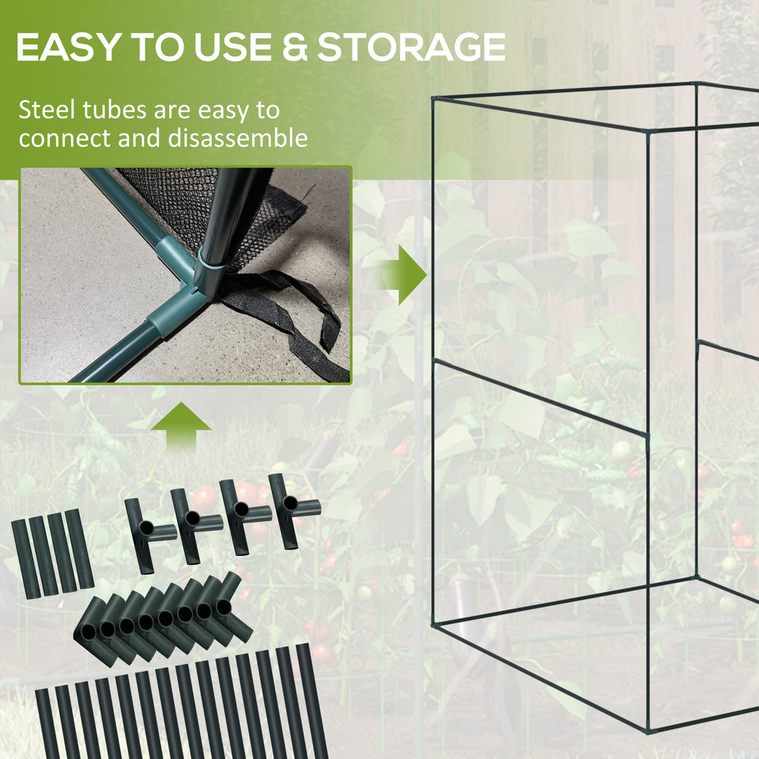120 x 120cm Compact Plant Cage, with Netting - Green