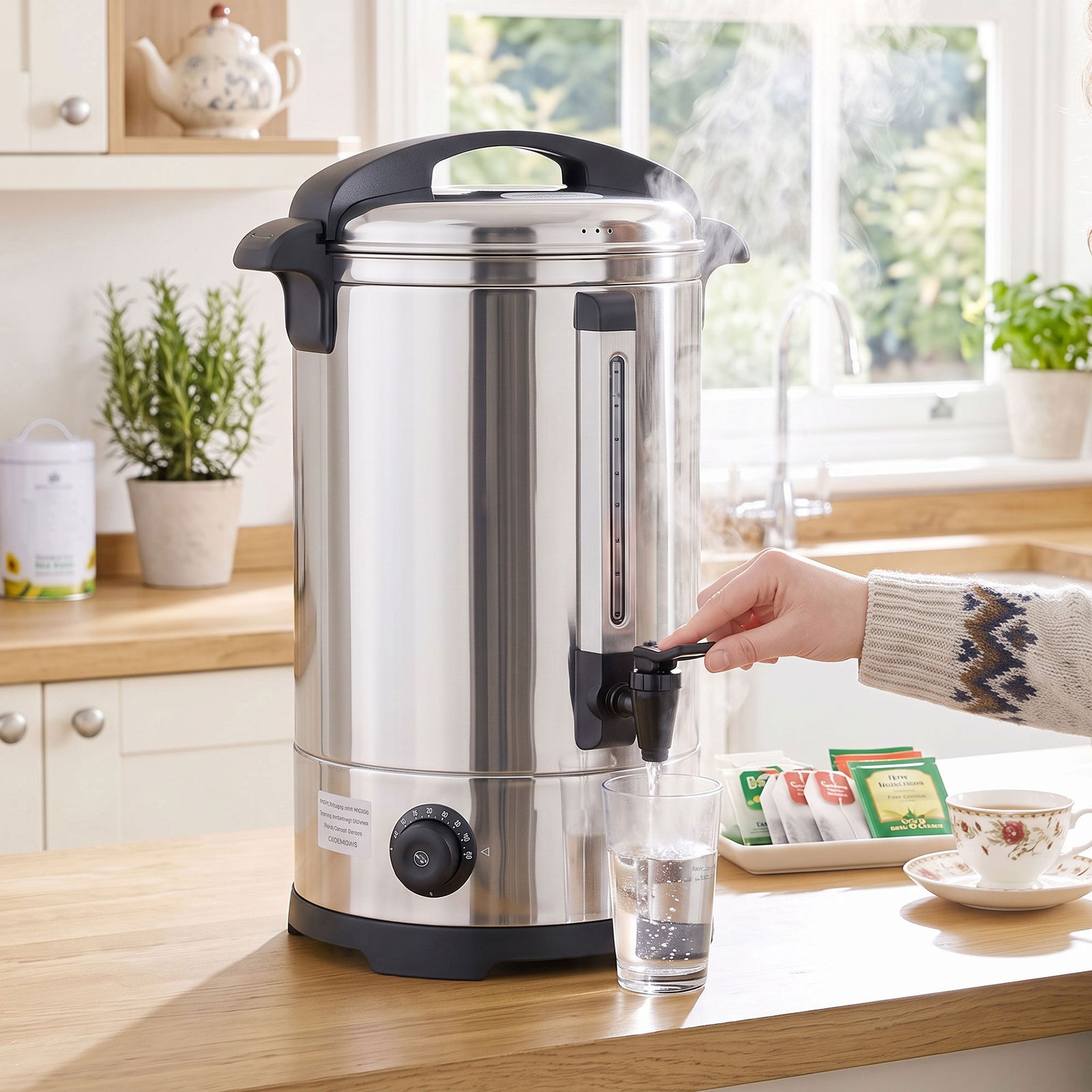 13L Catering Urn, 2500W Stainless Steel Hot Water Boiler Dispenser wit