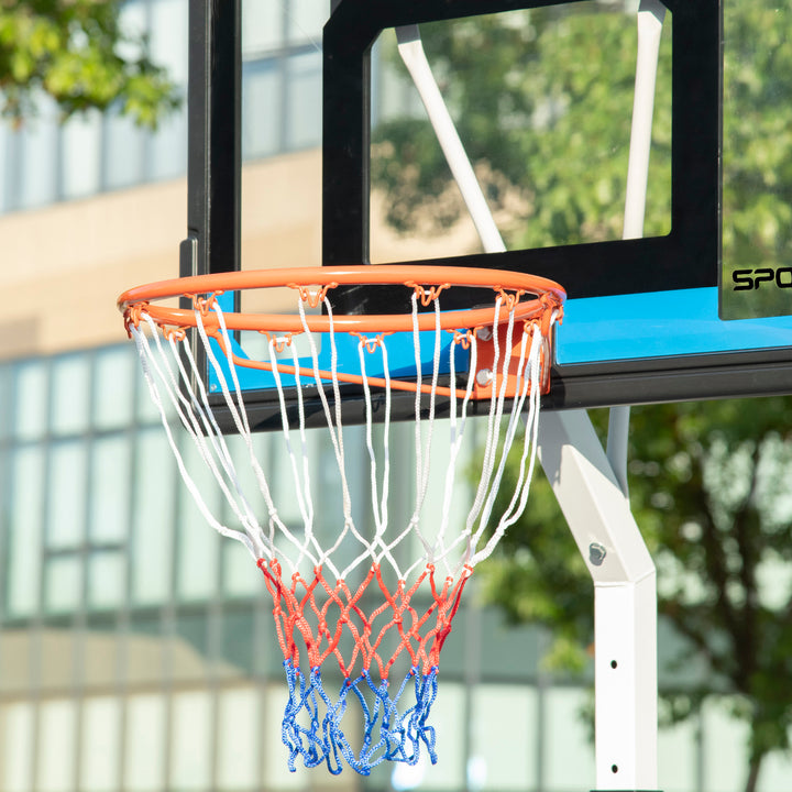 SPORTNOW 2.6-3.1m Adjustable Basketball Hoop and Basketball Stand w/ Backboard and Weighted Base, Portable on Wheels, White