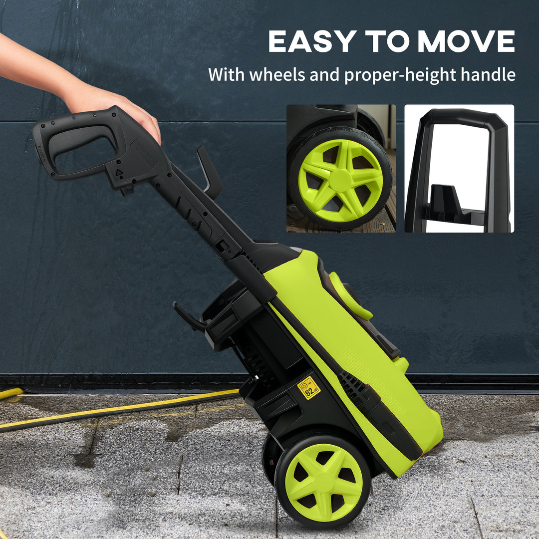 1800W High Pressure Washer, 150 Bar Pressure, 510 L/h Flow, High-Performance Portable Power Washer Jet Wash Cleaner with 6M Hose, Snow Foam Bottle for Garden, Car, Furniture, Green
