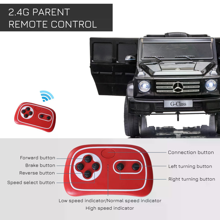 HOMCOM Compatible 12V Battery-powered Kids Electric Ride On Car Mercedes Benz G500 Toy w/ Parental Remote Control Music Lights MP3 Wheels | Aosom UK