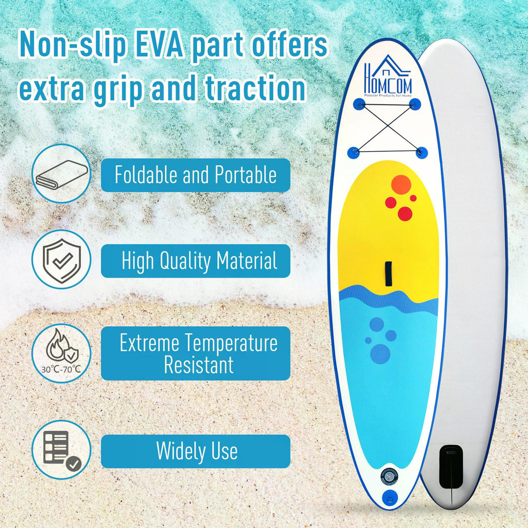 HOMCOM Inflatable Paddleboard: Adjustable Aluminium Paddle, Non-Slip Deck, Accessories & Carry Bag, Azure | Aosom UK