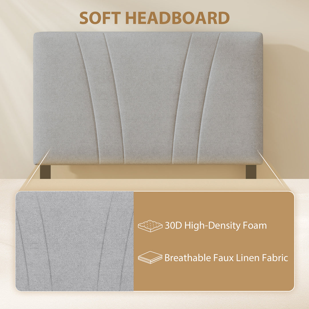 3FT Single Bed Frame with Upholstered Headboard and Underbed Storage, 