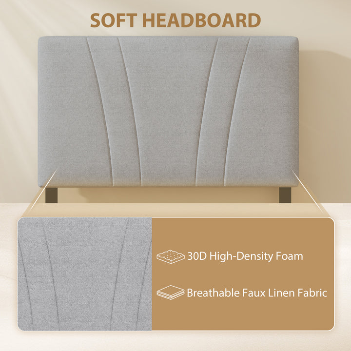 3FT Single Bed Frame with Upholstered Headboard and Underbed Storage, 