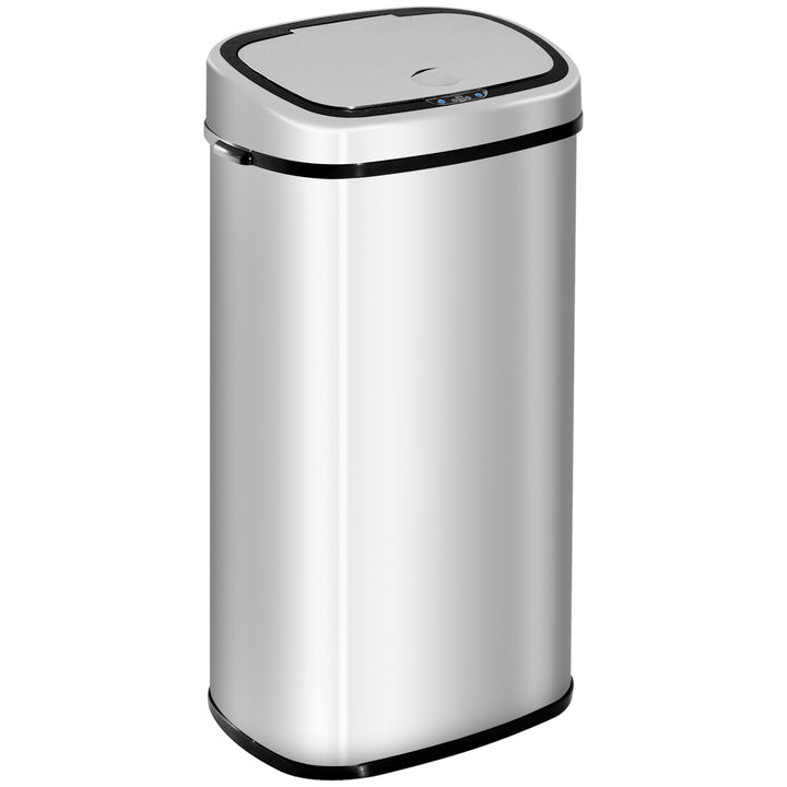 HOMCOM 68L Automatic Sensor Lid Steel Kitchen Bin Silver | Aosom UK