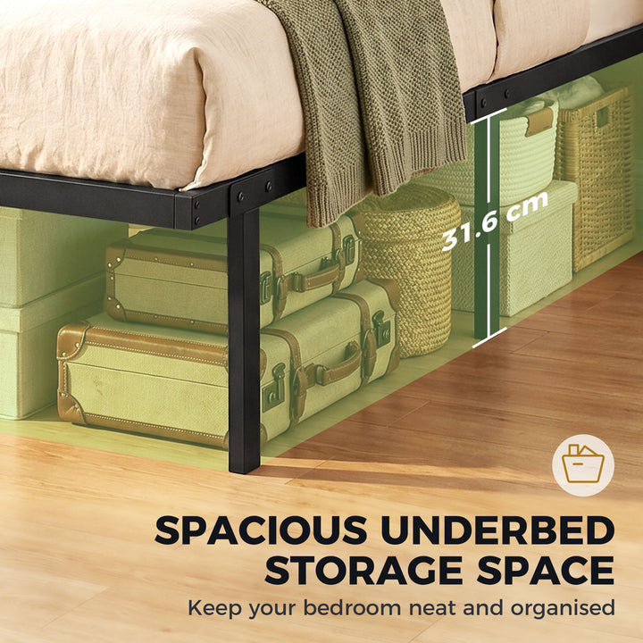 4ft6 Double Bed Frame with Underbed Storage, Metal Platform Bed Frame 